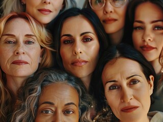 Fototapeta premium Group of women smiling and posing together for a photography session