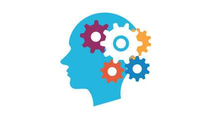 Silhouette of a human head with gears representing the mind and ideas
