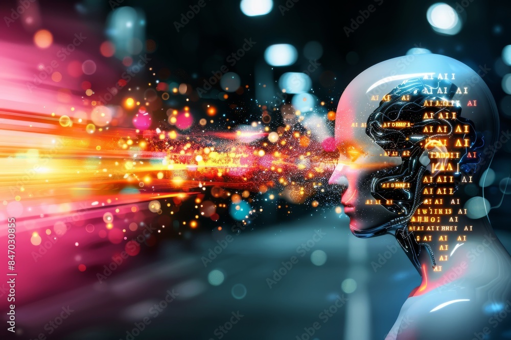 Poster ai circuit board in a high tech laboratory, highlighting the integration of artificial intelligence 