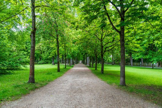 Bayreuth, Germany - May 18 2024: The courtyard garden of the New Palace in Bayreuth