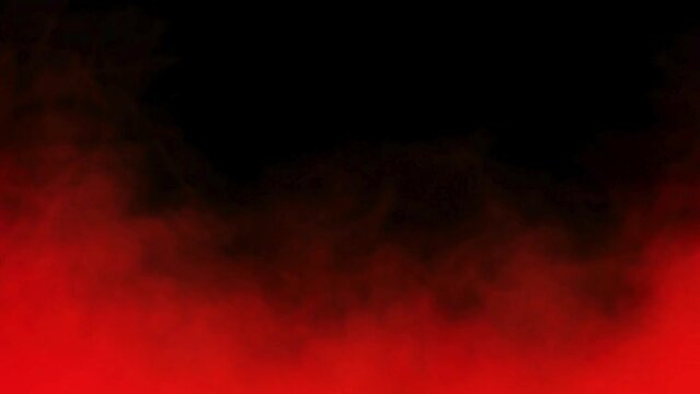 Abstract red smoke or fog slowly moving on black background