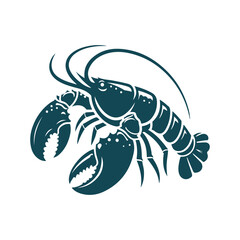 Lobster, fish silhouette Clip art isolated vector illustration on white background