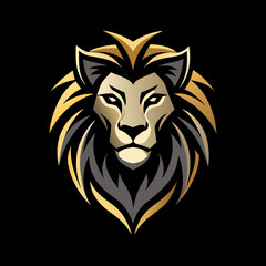 Elegant Golden Roaring Lion Face Logo - Premium Vector Design Radiating Luxury & Refinement