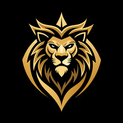 Elegant Golden Roaring Lion Face Logo - Premium Vector Design Radiating Luxury & Refinement