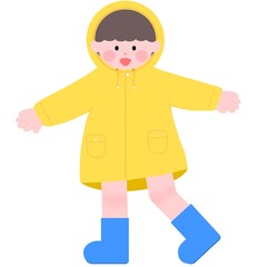 여름, summer, 우비, 비옷, 장마, 홍수, 비오는 날, 비옷 입은, 장화, 소년, 어린이, 유치원생, 아이, 등교