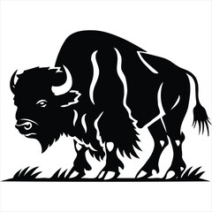 Silhouette bison logo design concept illustration