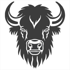 Silhouette bison logo design concept illustration