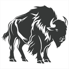 Silhouette bison logo design concept illustration