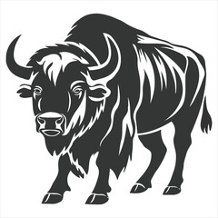Silhouette bison logo design concept illustration