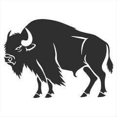 Silhouette bison logo design concept illustration