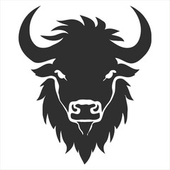 Silhouette bison logo design concept illustration