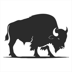 Silhouette bison logo design concept illustration