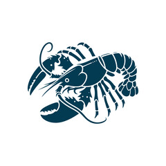 Lobster, fish silhouette Clip art isolated vector illustration on white background