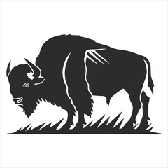 Silhouette bison logo design concept illustration