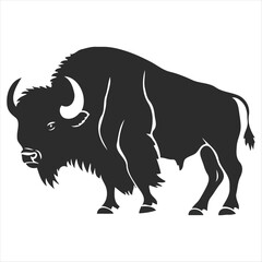 Silhouette bison logo design concept illustration