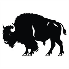 Silhouette bison logo design concept illustration