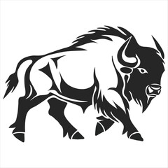 Silhouette bison logo design concept illustration