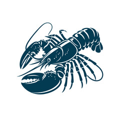 Lobster, fish silhouette Clip art isolated vector illustration on white background
