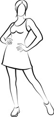 Sketch of Women In Mini Dress. Vector illustration