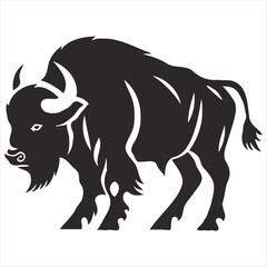 Silhouette bison logo design concept illustration