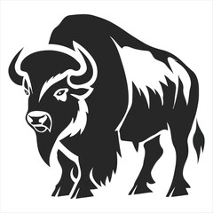 Silhouette bison logo design concept illustration