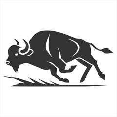 Silhouette bison logo design concept illustration