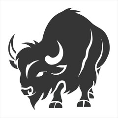 Silhouette bison logo design concept illustration