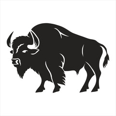 Silhouette bison logo design concept illustration