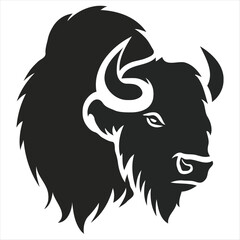 Silhouette bison logo design concept illustration