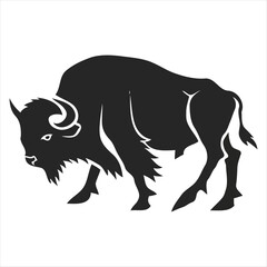 Silhouette bison logo design concept illustration
