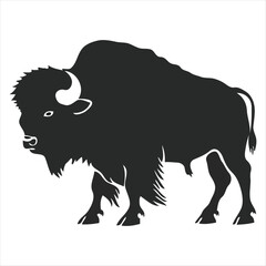 Silhouette bison logo design concept illustration
