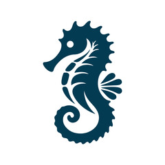 Seahorse silhouette Clip art isolated vector illustration on a white background