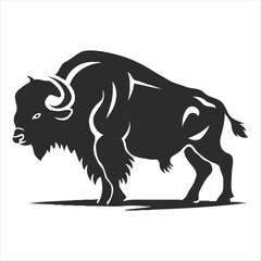 Silhouette bison logo design concept illustration
