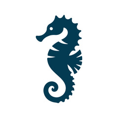 Seahorse silhouette Clip art isolated vector illustration on a white background
