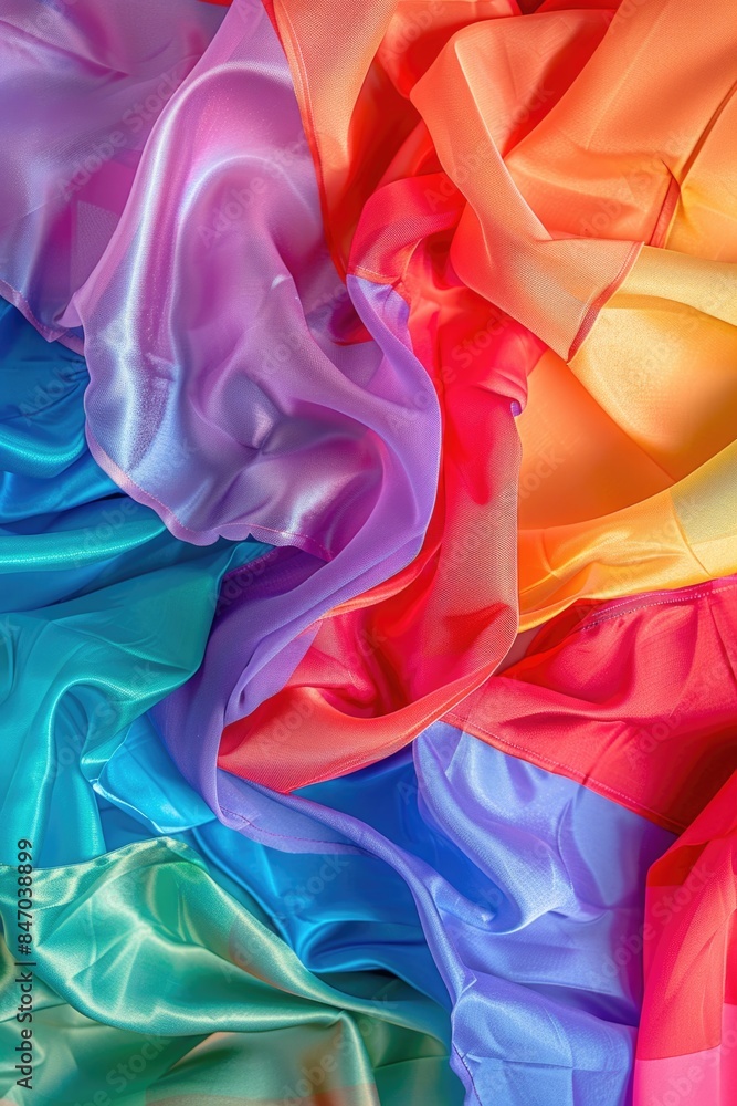 Aufkleber a close-up view of a colorful fabric with intricate patterns and textures