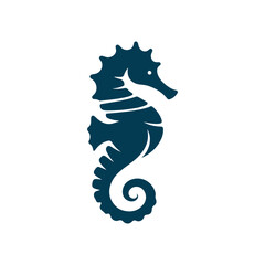 Seahorse silhouette Clip art isolated vector illustration on a white background