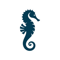 Fototapeta premium Seahorse silhouette Clip art isolated vector illustration on a white background