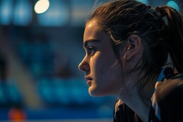 Focused Table Tennis Player Preparing for Olympic Match with Determined Expression