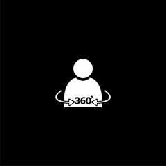 Person scanning,360 degrees icon isolated on black background 