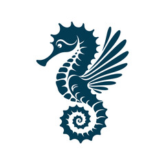 Seahorse silhouette Clip art isolated vector illustration on a white background