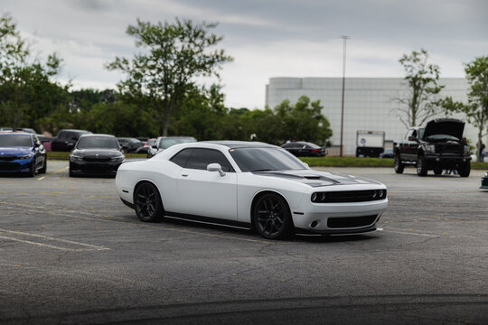 Atlanta, United States; june 2024: Dodge Challenger 2022 srt in White color.