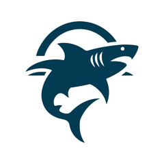 Shark Silhouette Clip art isolated vector illustration on a white background