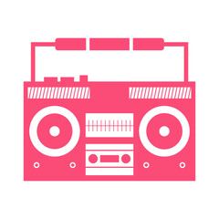 Boombox vector icon, pink sign. On a white background