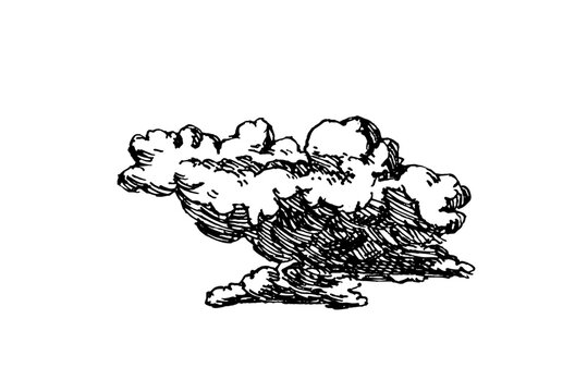 recommend clip art: Set of clouds in hand drawn vintage retro style isolated on white background. Cartoon design elements. Vector illustration.