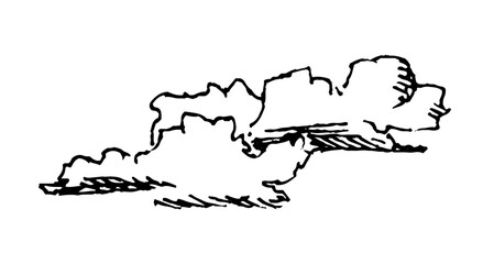 Set of clouds in hand drawn vintage retro style isolated on white background. Cartoon design elements. Vector illustration.