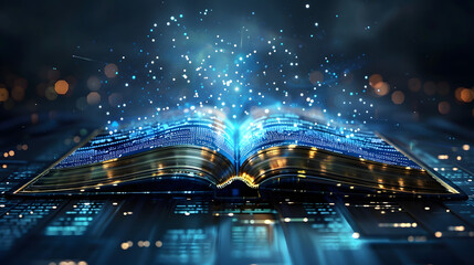 Modern digital book for learning in digital futuristic style