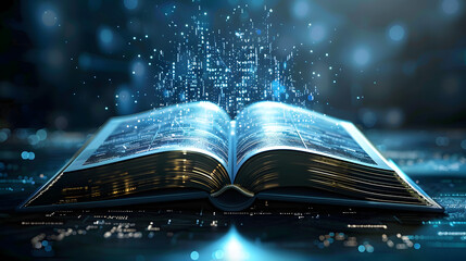 Modern digital book for learning in digital futuristic style