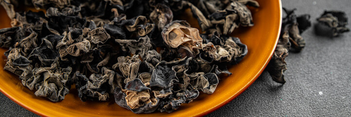 black fungus dried food meal snack on the table copy space food background rustic top view