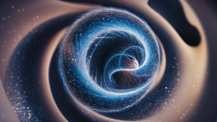 Abstract color vortex of particles. The eye of the whirlwind.