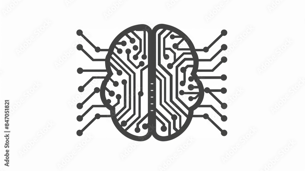 Aufkleber a detailed view of a circuit board designed like a human brain, with various components and wires